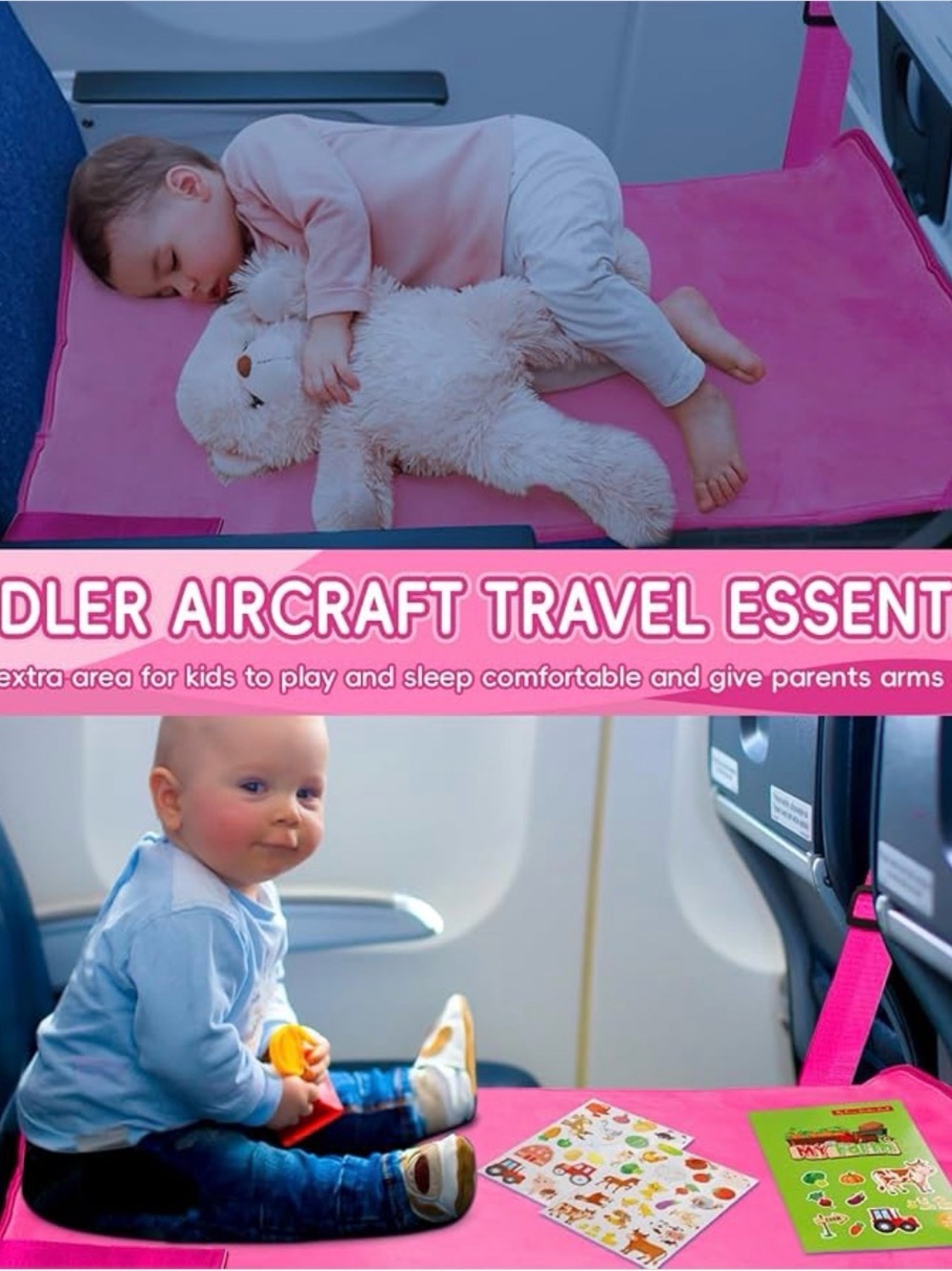 Toddler Aircraft Travel Bed / Play Mat in Hot Pink